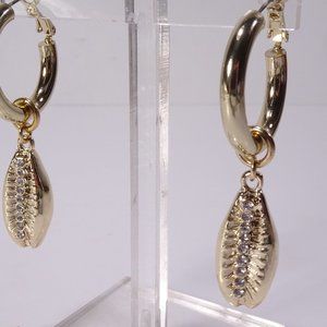 Designer Shiny Hoop Lobster Claw Crystal Drop Earrings NWOT 150